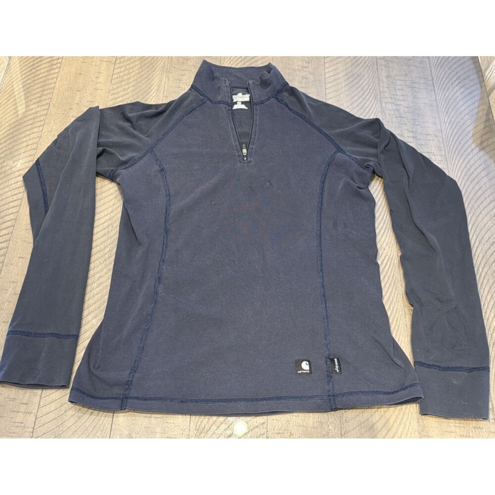 Carhartt Womens Medium Quarter Zip Pullover Black Force Long Sleeve Top shirt